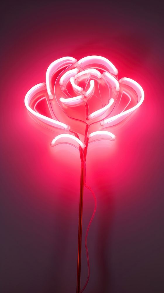 Light neon pink rose. AI generated Image by rawpixel.
