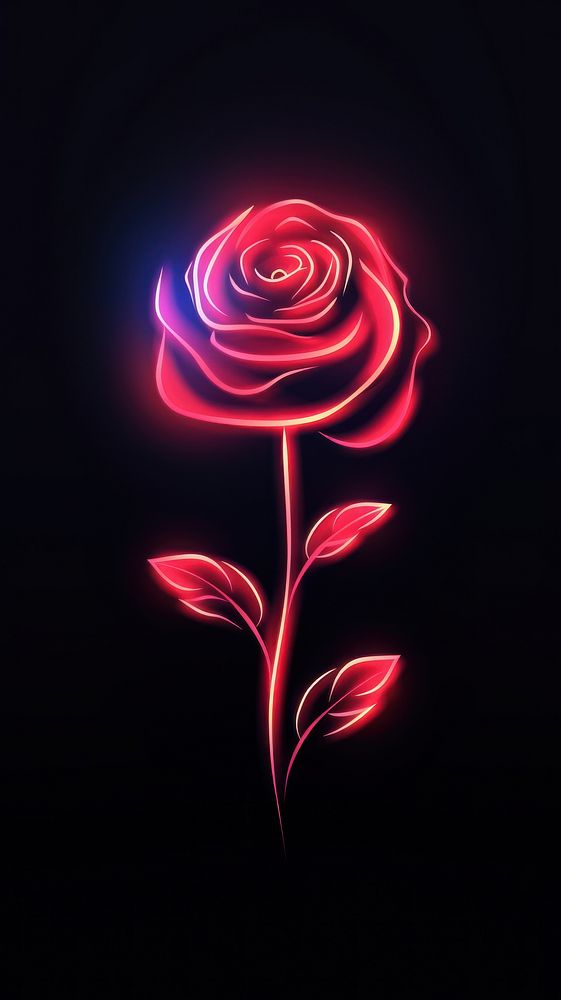 Rose neon abstract flower. AI generated Image by rawpixel.