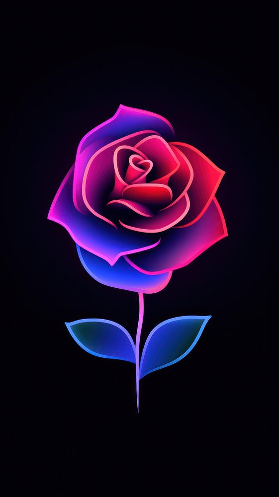 Neon rose abstract flower. AI generated Image by rawpixel.