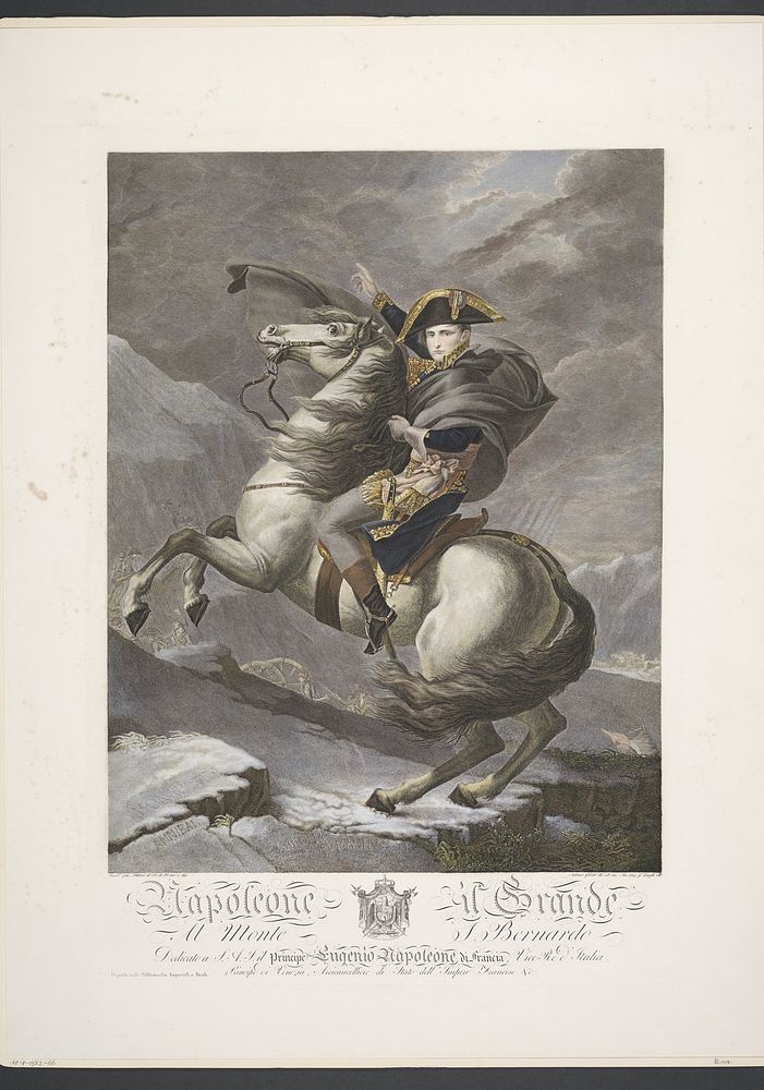 Napoleon steekt de Alpen over bij de St. Bernardpas (1809) by Giuseppe Longhi, Antonio Ghiberti, Antonio Ghiberti, Jacques…