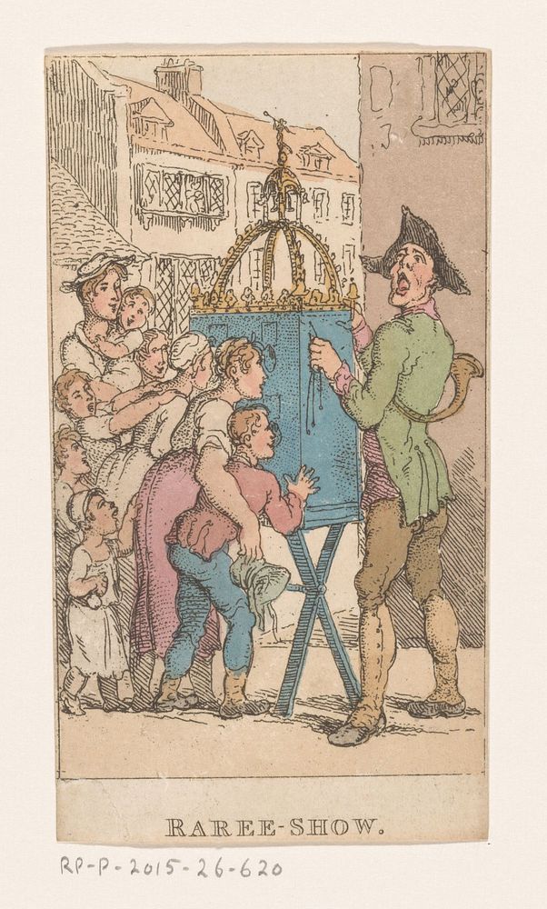 Kinderen rond een kijkkast op een plein (1820) by Thomas Rowlandson and Samuel Leigh