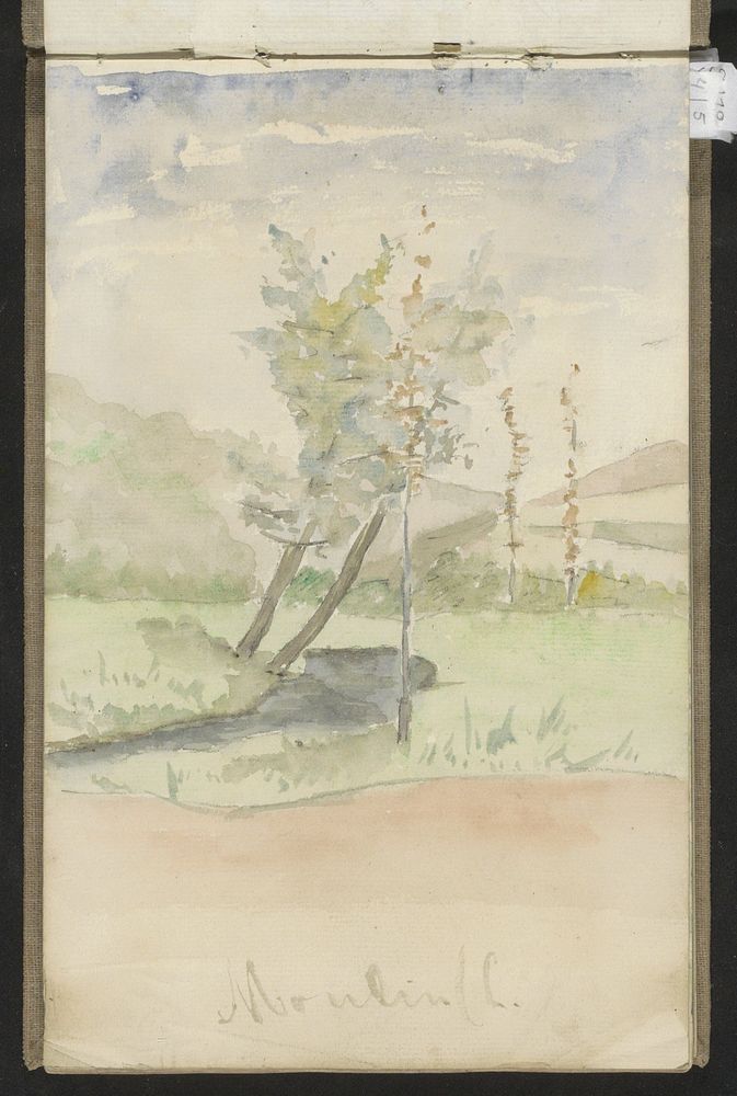 Heuvellandschap met beek (c. 1896) by jonkheer Johannes Ludovicus Paulus Bosch van Drakestein