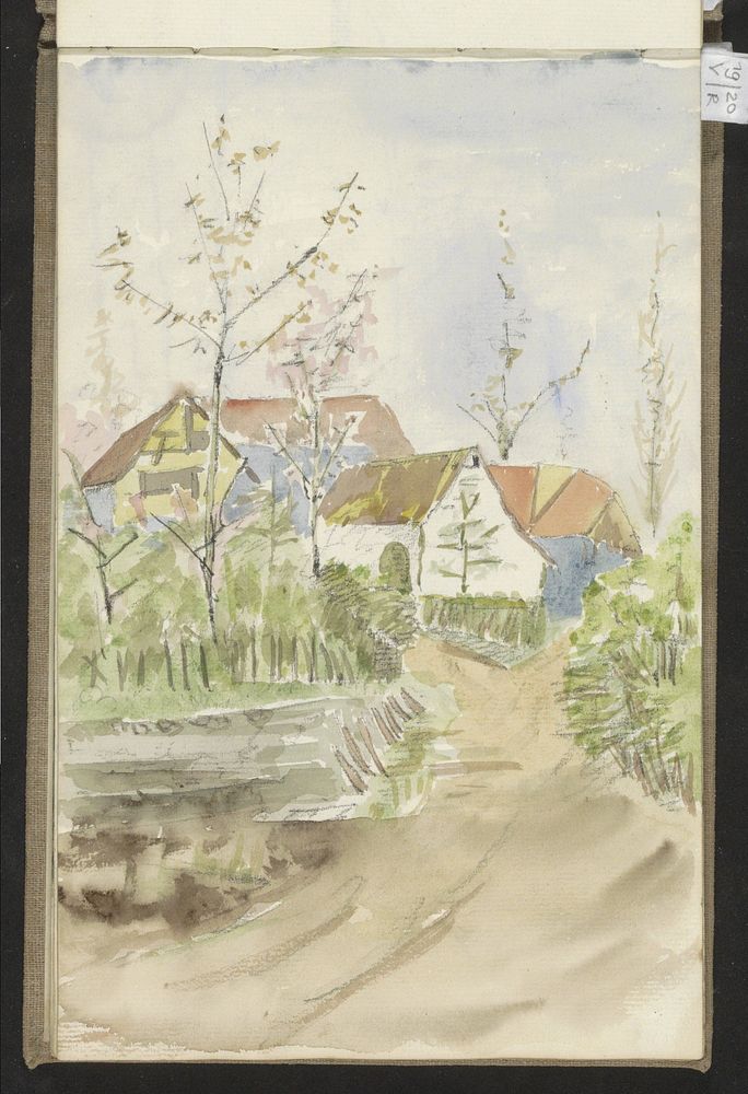 Pad bij een dorp (c. 1896) by jonkheer Johannes Ludovicus Paulus Bosch van Drakestein