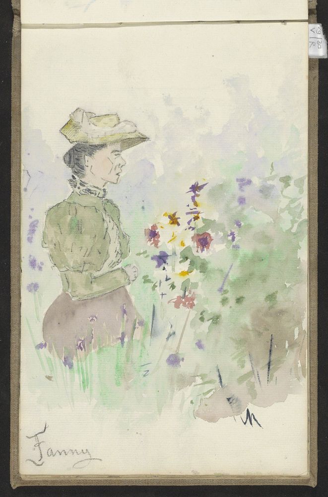 Fanny tussen de bloemen (c. 1896) by jonkheer Johannes Ludovicus Paulus Bosch van Drakestein