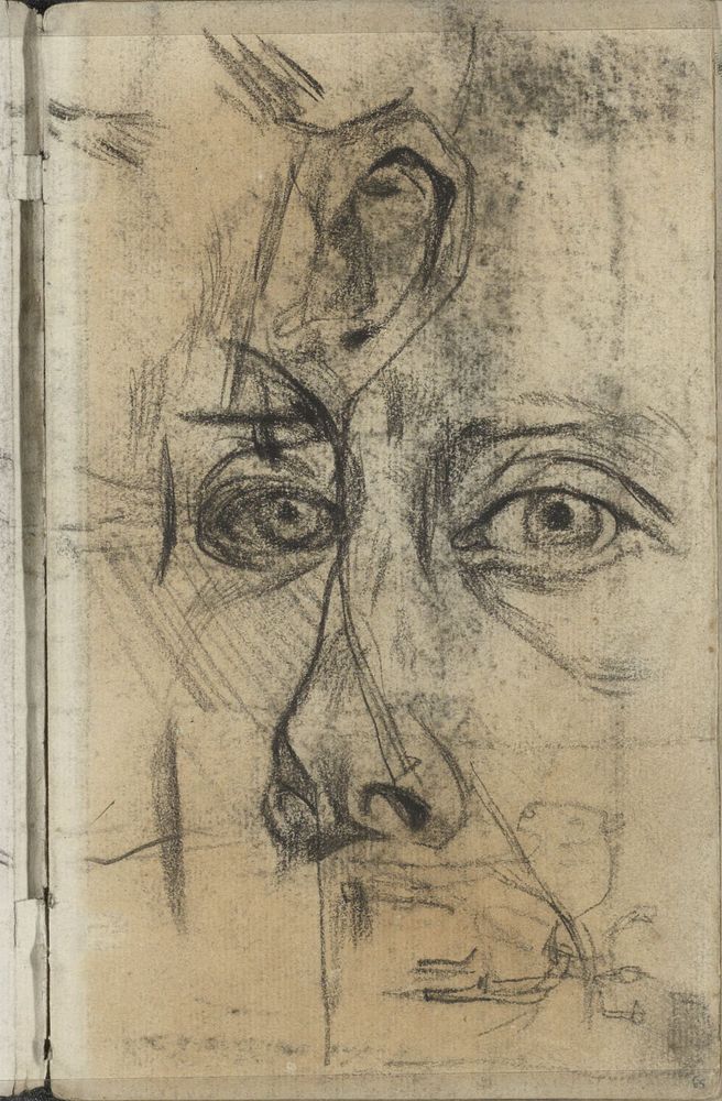 Studieblad met een gezicht, een oor en een ruiter (1884 - 1886) by George Hendrik Breitner