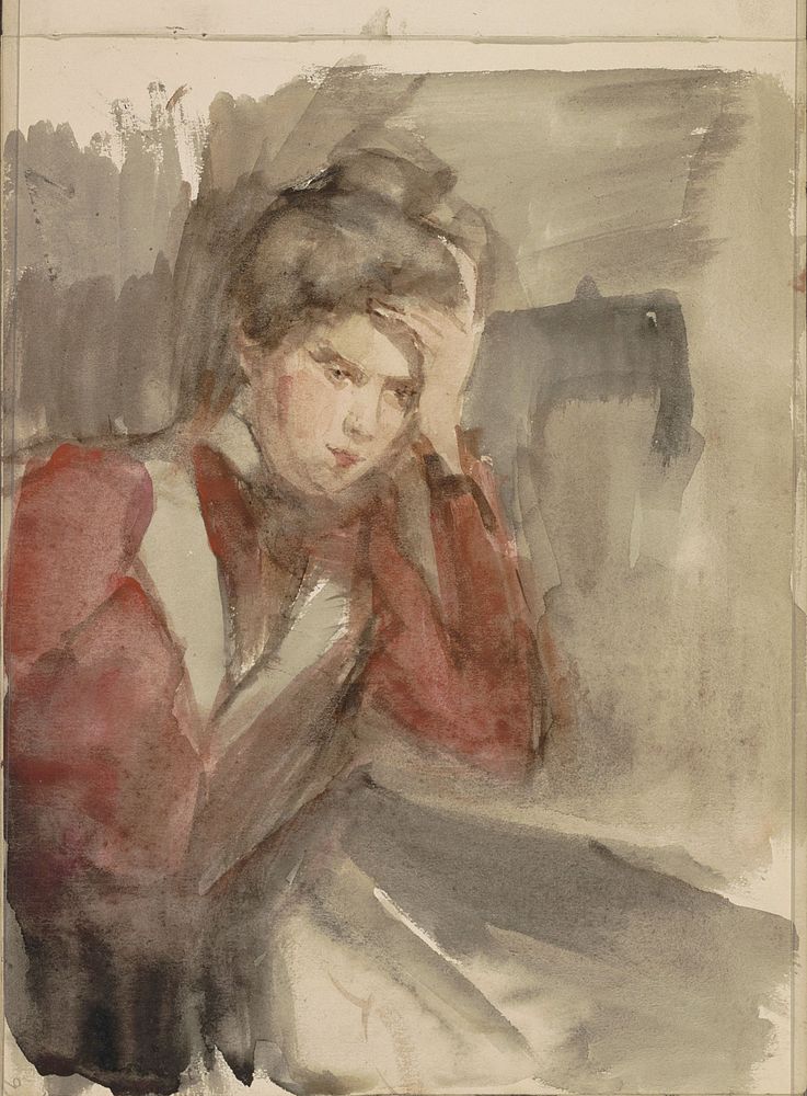Portret van een onbekende jonge vrouw (c. 1890 - c. 1920) by Isaac Israels