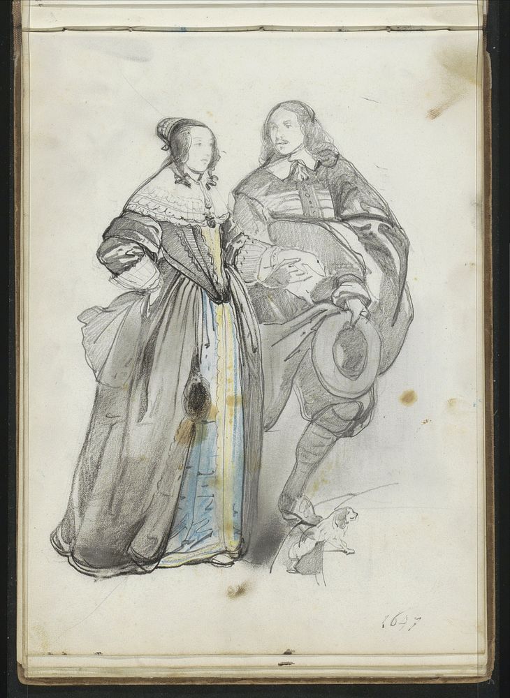 Portret van een echtpaar, vermoedelijk een kopie naar een zeventiende-eeuws schilderij (1827 - 1891) by Johannes Bosboom