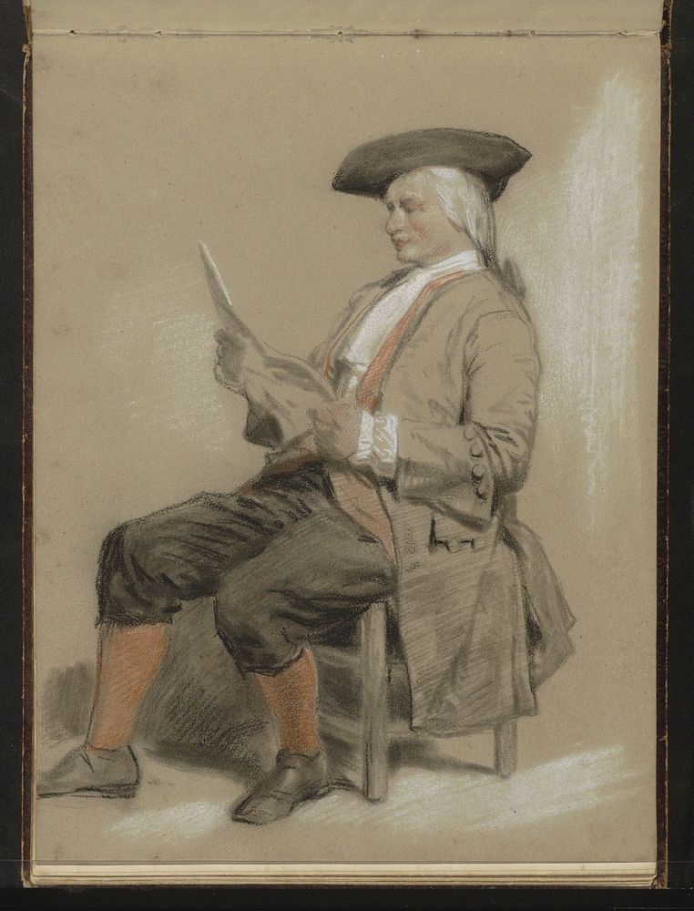 Lezende man op een stoel met een steek (1822 - 1880) by Reinier Craeyvanger