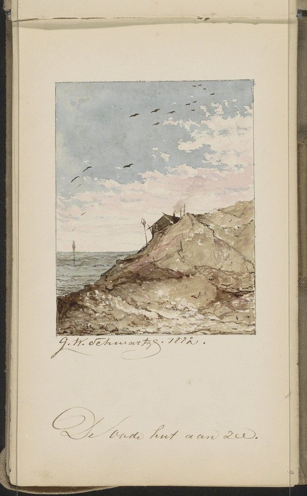 Hut op een rots aan zee (1882) by George Washington Schwartze