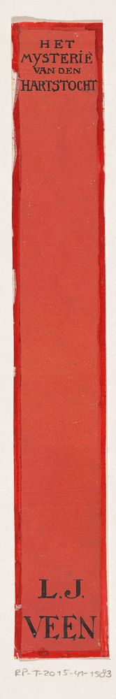 Ontwerp voor een boekrug voor: Max Glass, Het mysterie van den hartstocht (Das mysterium der Leidenschaft), 1923 (in or…