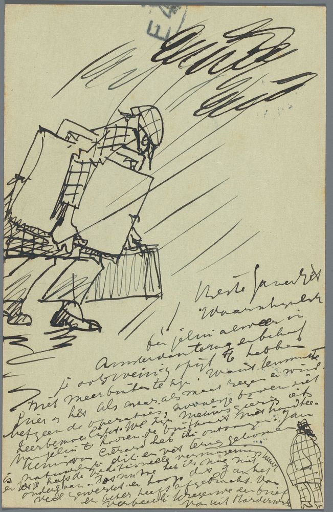 Briefkaart aan Jan Ponstijn en Henriëtte Johanna Petronella van Hilten (in or before 1915) by Leo Gestel and Leo Gestel