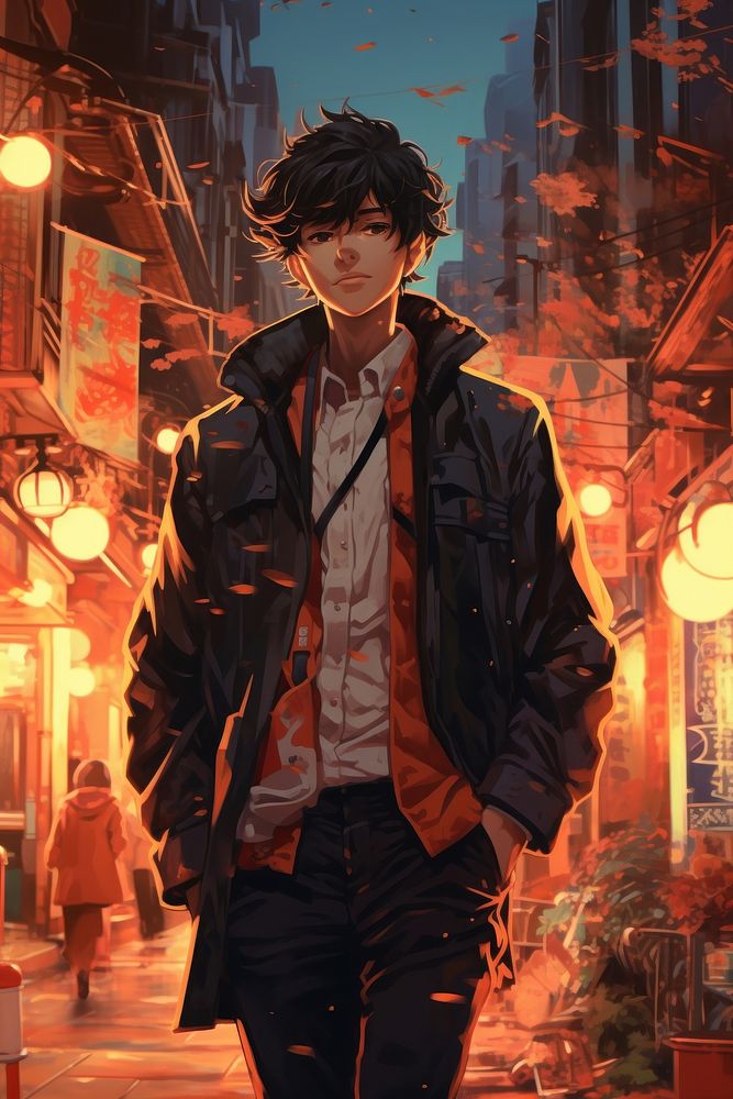 Japanese cool city boy comics jacket adult.