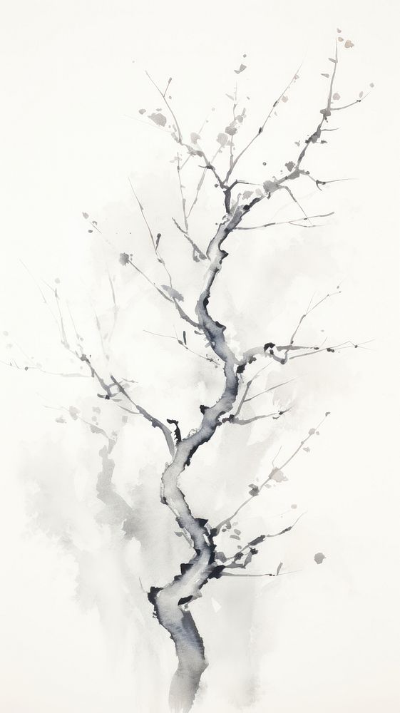 Tree branch painting drawing sketch.