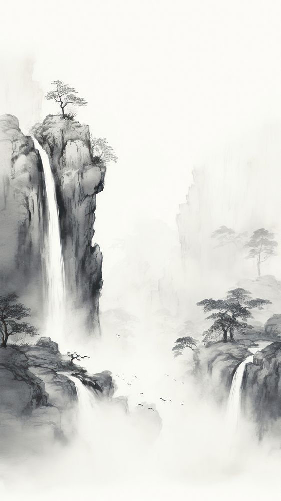 Waterfall backgrounds outdoors drawing.