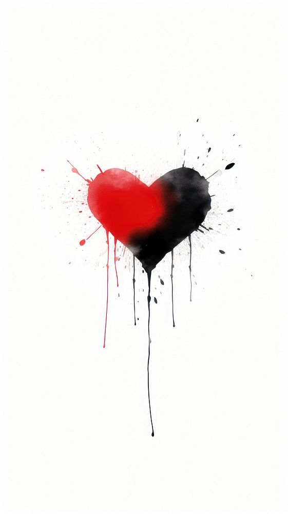 Broken heart painting ink splattered.