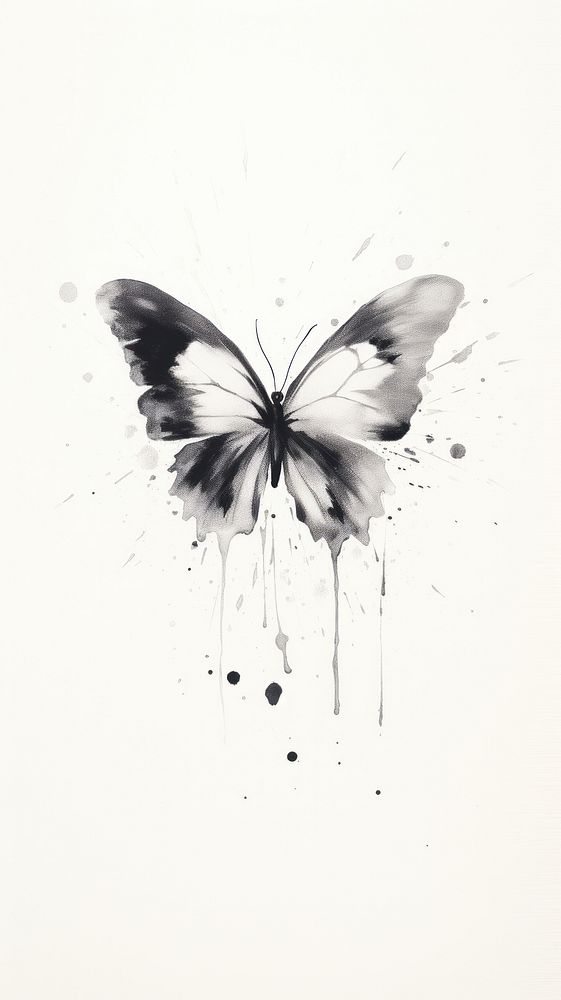 Butterfly drawing sketch white.