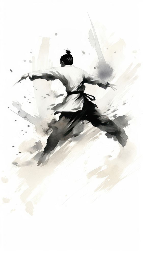 Kung fu in action painting dancing sports.