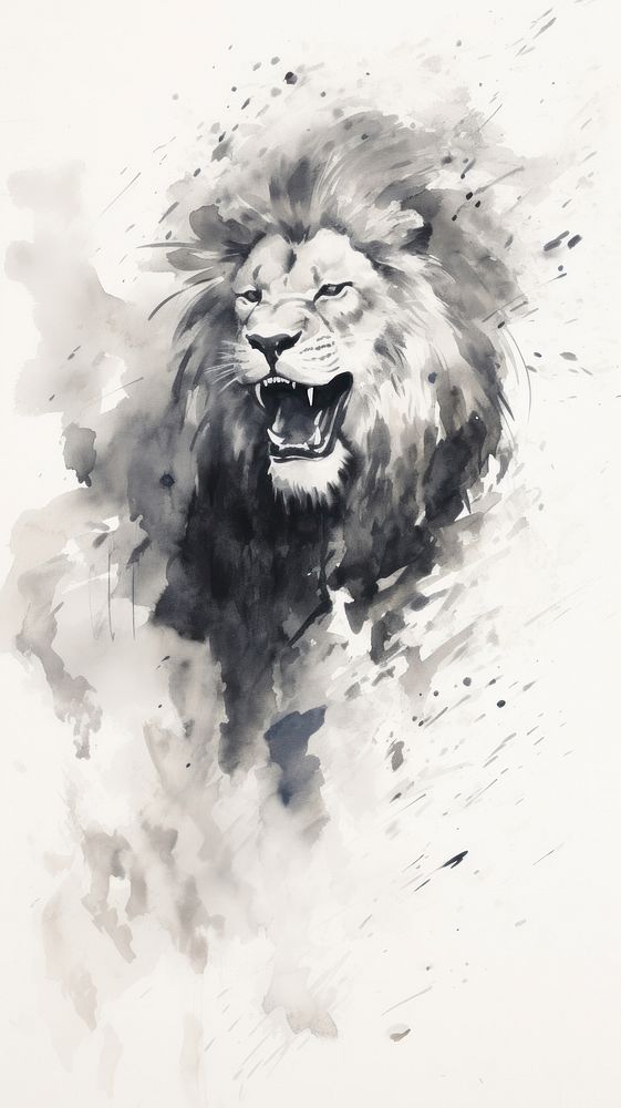 Lion roar painting drawing mammal.