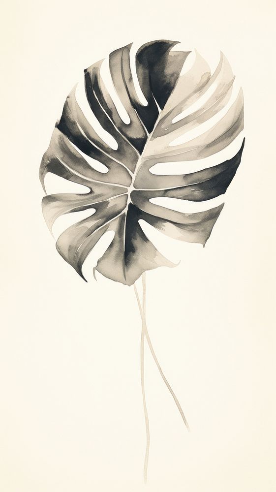 Monstera drawing sketch plant.