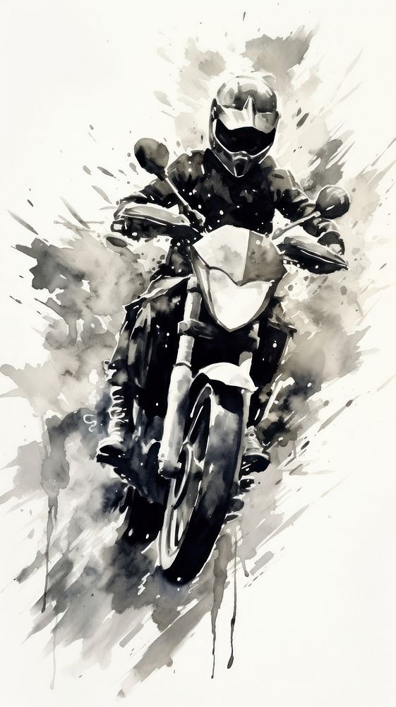 Motorcycle drawing vehicle helmet.