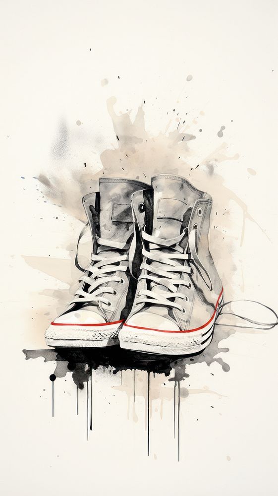 Sneaker footwear painting drawing.