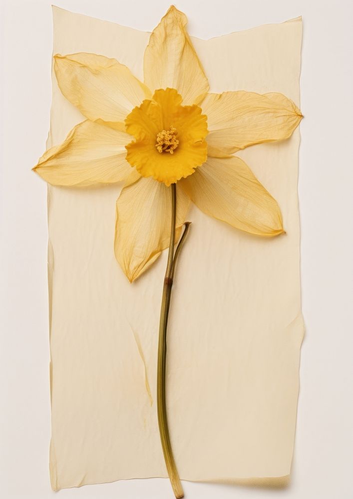 Real Pressed a daffodil flower plant paper.