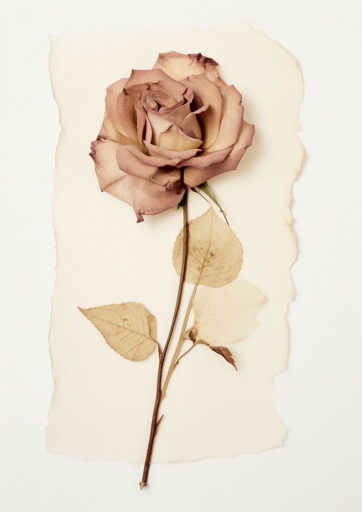 Real Pressed a rose flower plant paper.