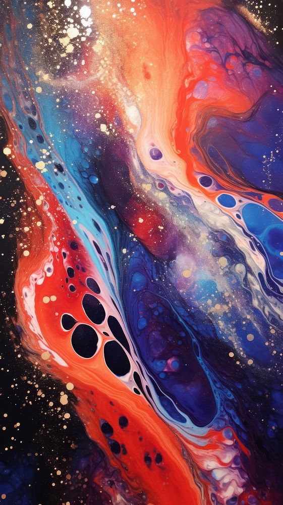 Acrylic pouring art abstract universe painting.