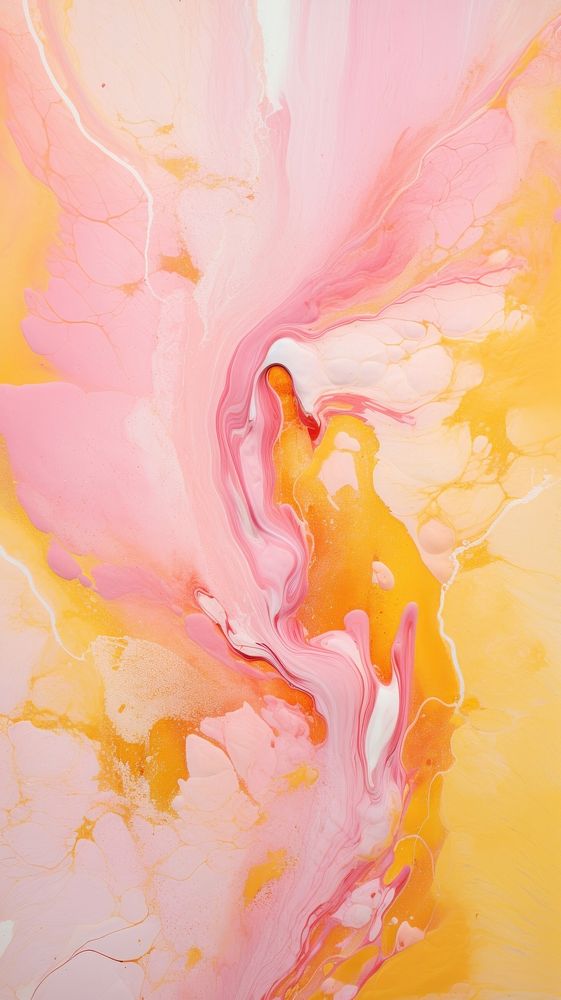 Acrylic pouring art abstract painting yellow.
