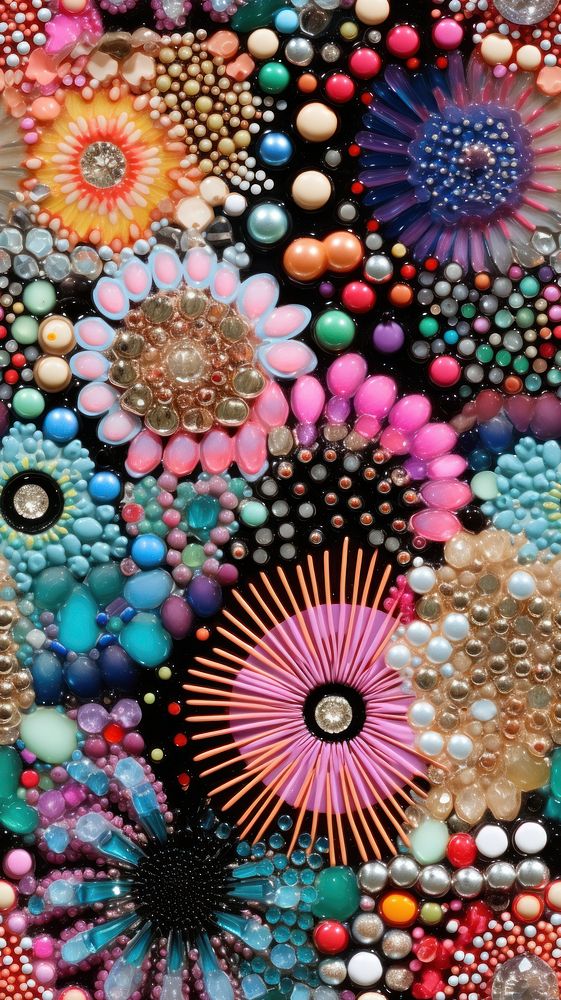 Polka dot pattern jewelry bead art.