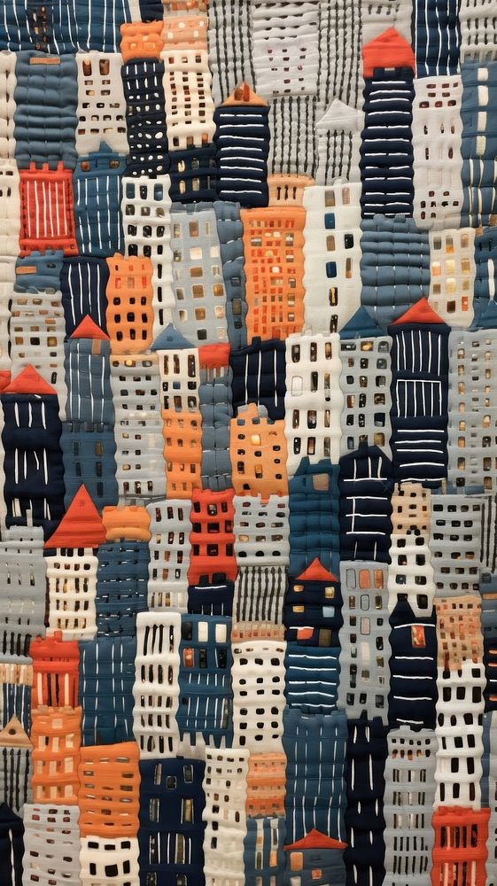 Cute building textile pattern quilt.