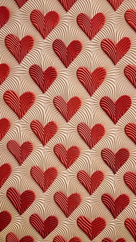 Embroidery of heart pattern wallpaper textile quilt.
