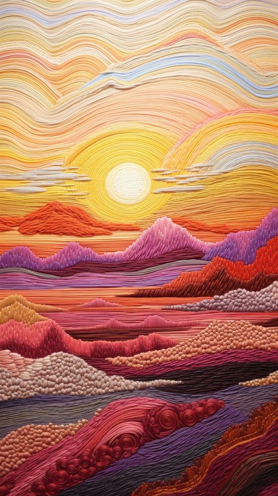 Sunset painting textile pattern.