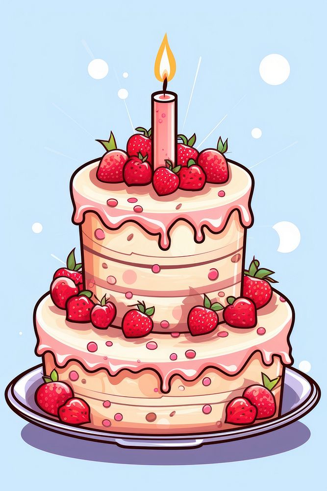 Wedding cake dessert cartoon candle.