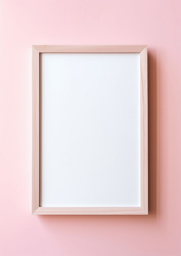 Wood empty frame backgrounds pink wall.