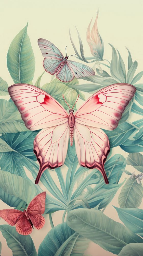 Wallpaper butterfly shallowtail pattern drawing animal.