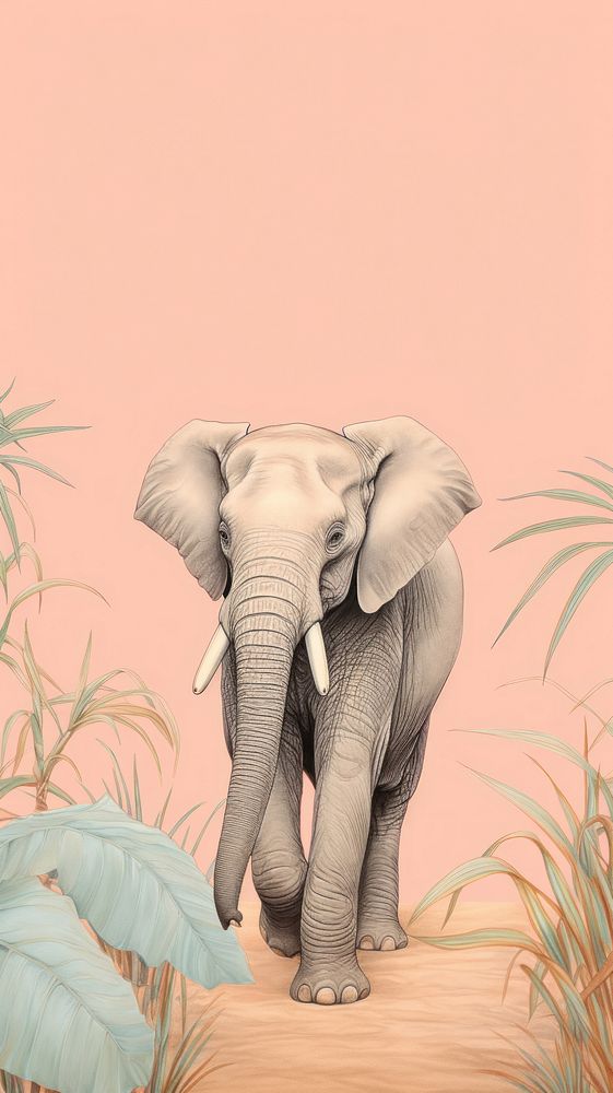 Wallpaper on elephant wildlife animal mammal.