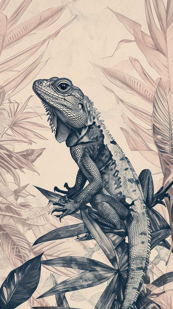 Wallpaper on lizard reptile drawing animal.