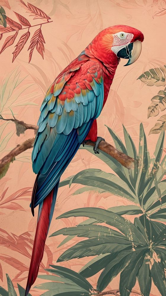 Wallpaper on macaw parrot animal bird.