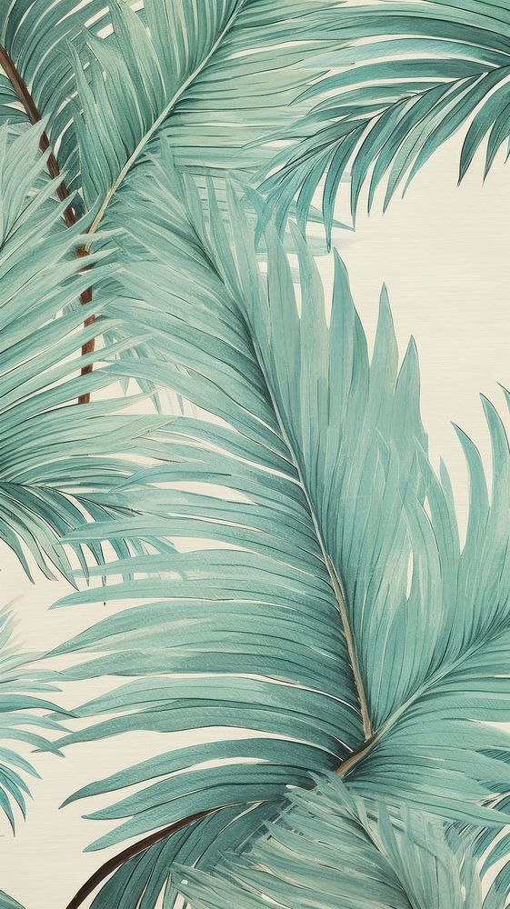 Wallpaper on palm leaf backgrounds nature sketch.