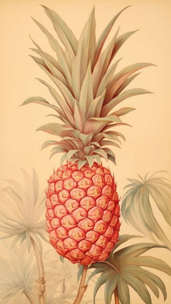Wallpaper on pineapple sketch fruit plant.