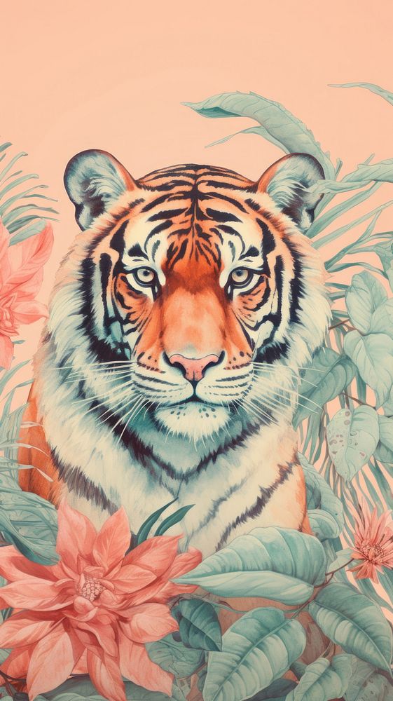 Wallpaper on tiger wildlife animal mammal.