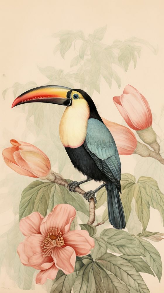 Wallpaper on tucan painting drawing toucan.
