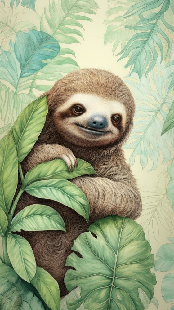 Wallpaper sloth wildlife drawing animal.