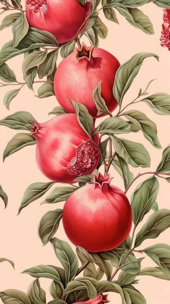 Wallpaper pomegranate backgrounds pattern plant.