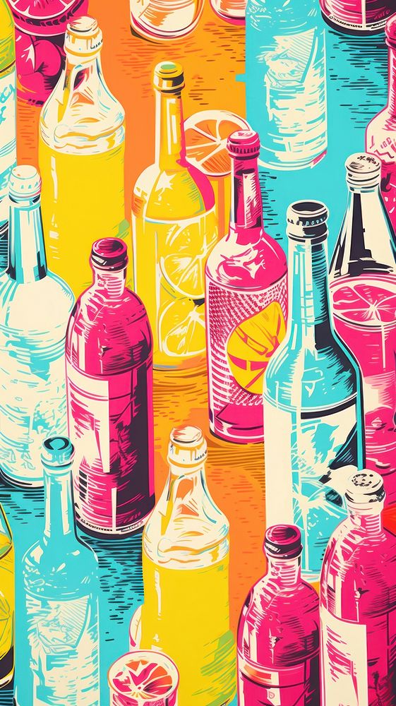 Wallpaper alcohol bottle drink art.