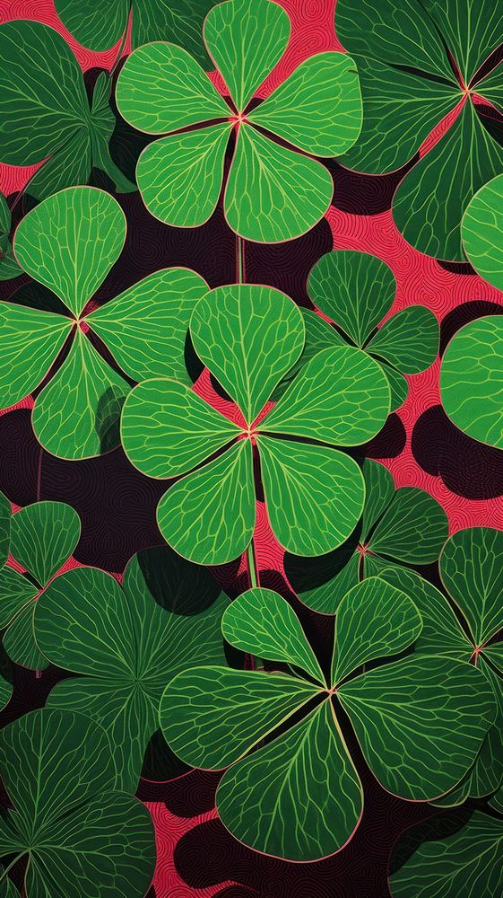 Wallpaper clover leaf pattern nature green.