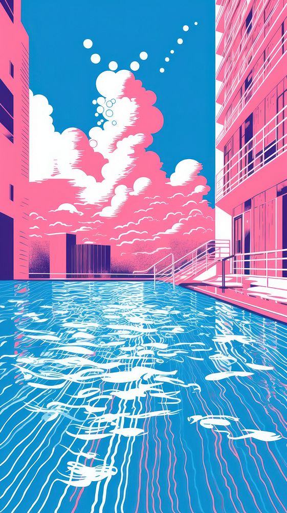Wallpaper swimming pool outdoors city architecture.