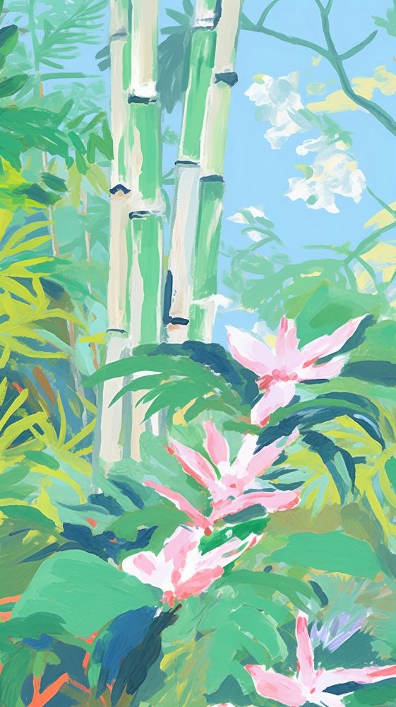 Bamboo forest painting backgrounds vegetation.