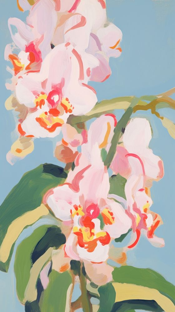 Chinese orchid painting art blossom.